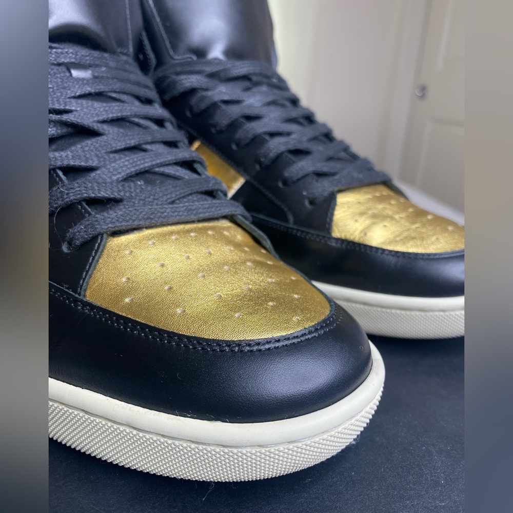 Saint Laurent SL 10h Black Gold High Top Trainer Sneaker Court EU 46 US 13 - Picture 12 of 16
